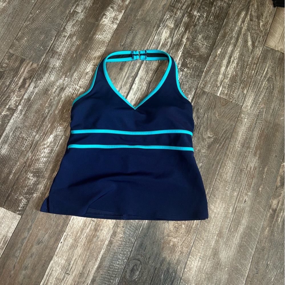 Lands' End Blue Bikini with Sporty Stripes